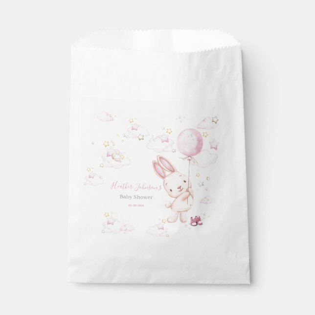 Sachets En Papier Fête Prénatale de Bébé Lapin Fille (Devant)