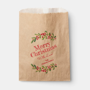 Sachets En Papier Fêtes de Noël Berries et verdure