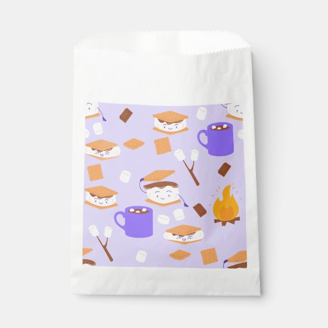 Sachets En Papier feu de camp marshmallow chocolat smoré violet (Devant)