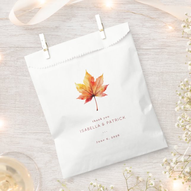 Sachets En Papier Feuille d'érable à l'aquarelle, automne chaud (Coupé)