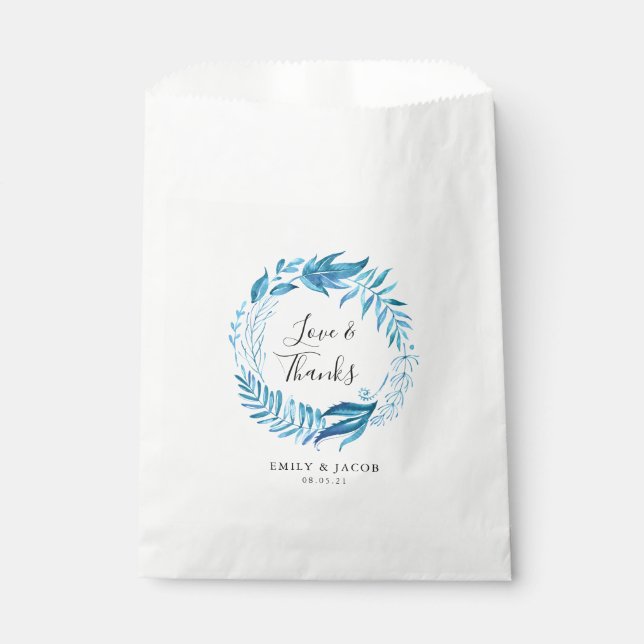 Sachets En Papier Feuille d'Indigo | Merci Mariage personnalisé (Devant)