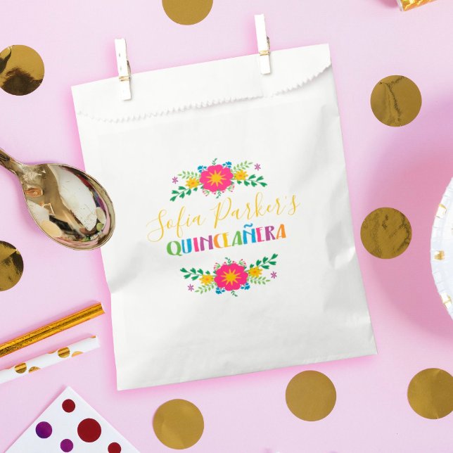 Sachets En Papier Fiesta Quinceañera mexicaine colorée (Créateur téléchargé)