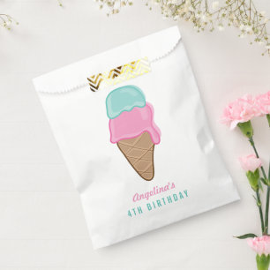Sachets En Papier Fille au cornet de glace à la menthe rose Fête d'a