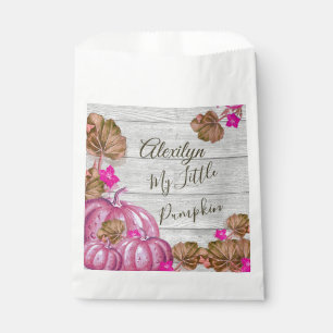 Sachets En Papier Fille Baby shower Gris Bois Automne Citrouille ros