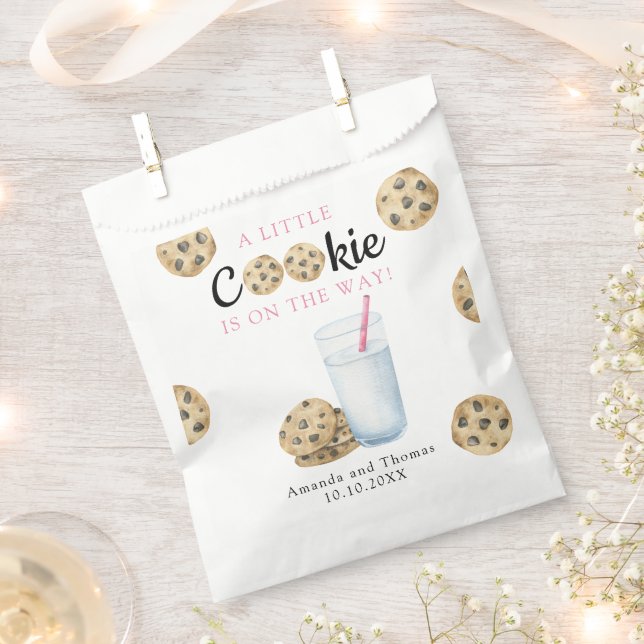 Sachets En Papier Fille du lait et des cookies Baby shower (Coupé)