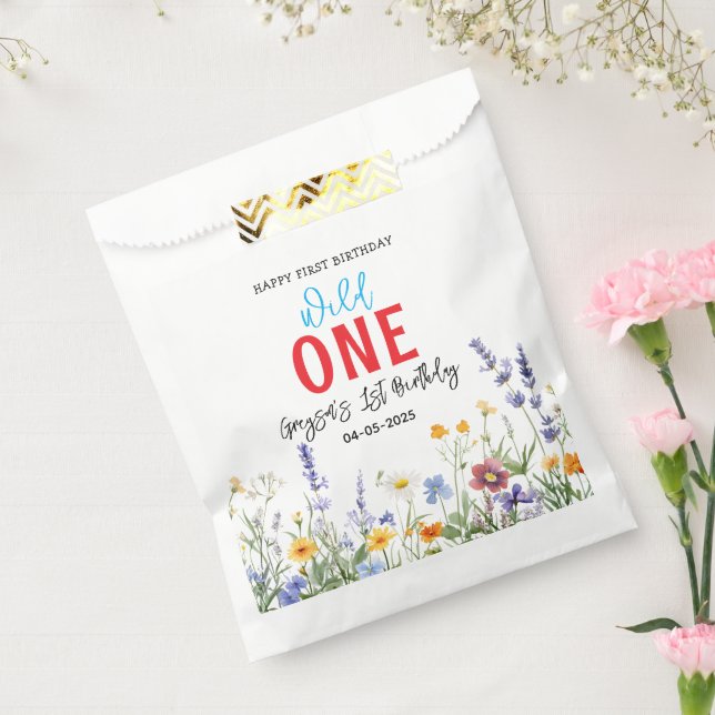 Sachets En Papier Fille fleur sauvage 1ère fête d'anniversaire (Scellé)