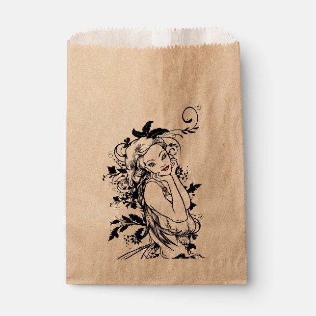 Sachets En Papier Fille florale des lèvres rouges (Devant)