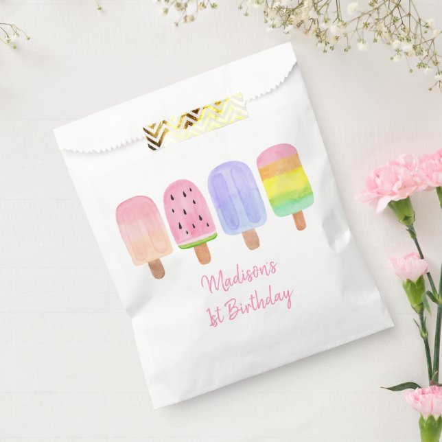 Sachets En Papier Fille moderne Popsicle anniversaire (Scellé)