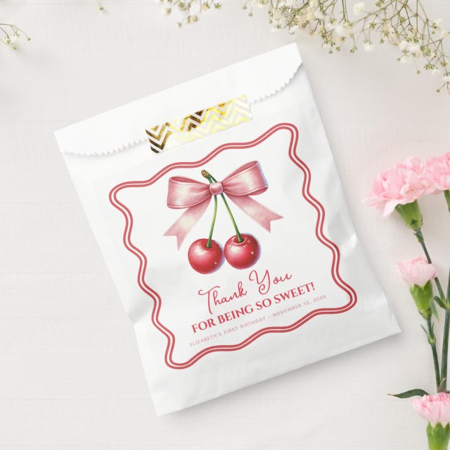 Sachets En Papier Fille rose Coquette rouge Cherry premier anniversa (Scellé)