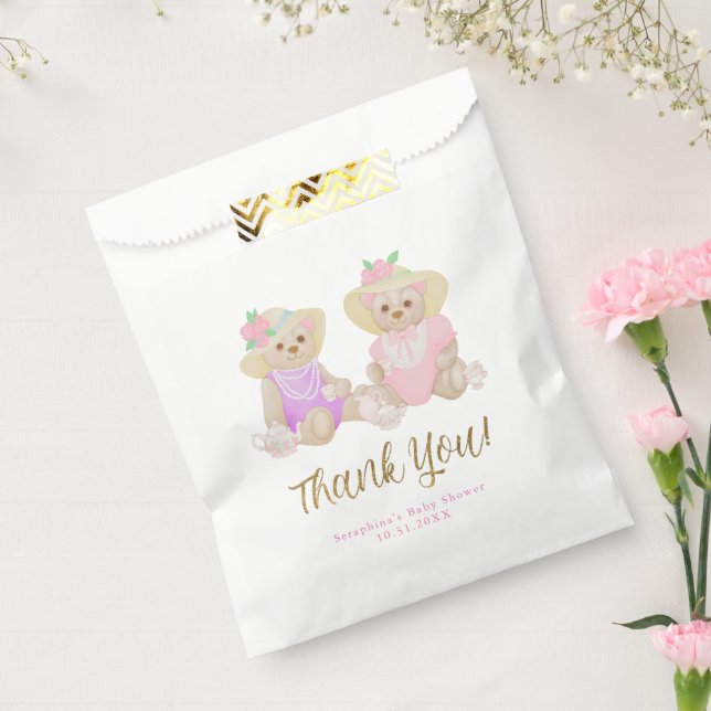 Sachets En Papier Fille Tea Party Porte Baby shower Merci (Scellé)