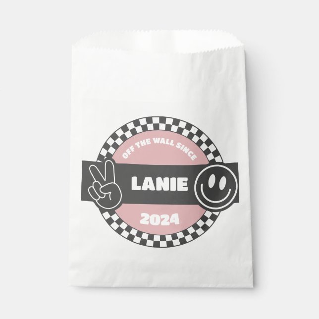 Sachets En Papier Filles À damiers Skateboard Super Rad Anniversaire (Devant)