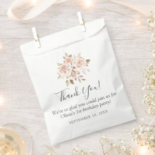 Sachets En Papier Fille's Birthday Shabby Chic Rose Floral Merci