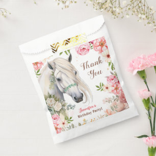 Sachets En Papier Filles Cheval Fête d'anniversaire rose Floral