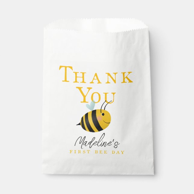 Sachets En Papier Filles mignonnes premier jour d'abeilles 1er anniv (Devant)