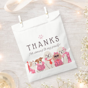 Sachets En Papier Filles rose chiot pawty anniversaire