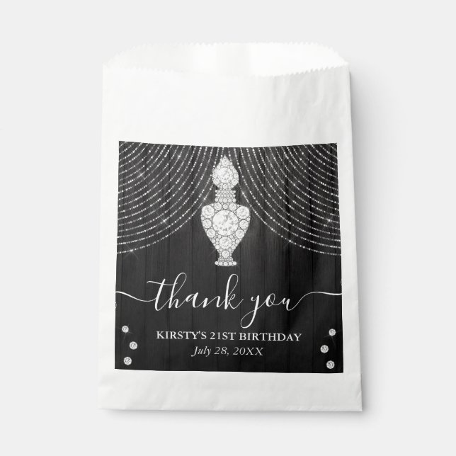 Sachets En Papier Flacon de parfum Diamant Argent Anniversaire (Devant)