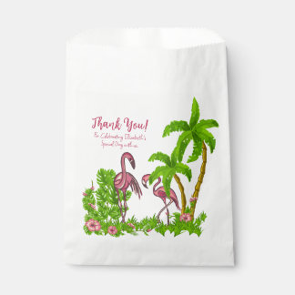 Sachets En Papier Flamants roses tropicaux et fleurs privilégient le