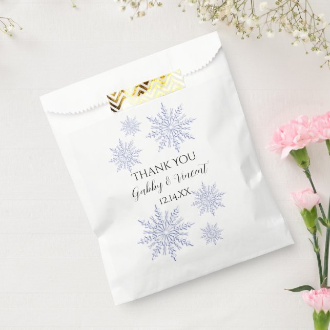 Sachets En Papier Flammes de neige bleues sur le Merci de mariage d' (Scellé)