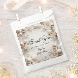 Sachets En Papier Flammes de neige - Hiver Baby shower neutre Merci