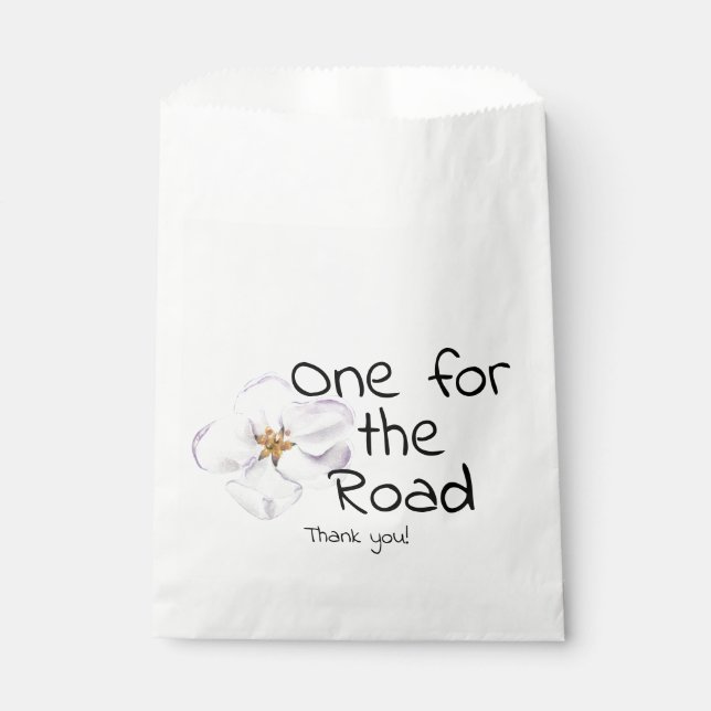 Sachets En Papier Fleur blanche moderne, Un pour la route, merci (Devant)