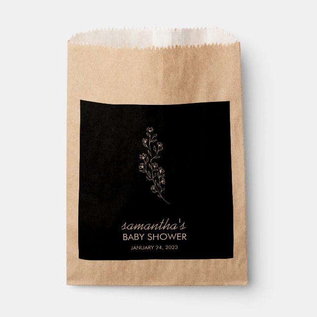 Sachets En Papier Fleur d'art en ligne chic noir (Devant)