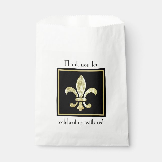 Sachets En Papier Fleur De Lis Feuille D'or (Devant)