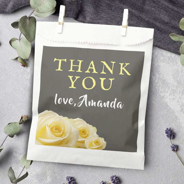 Sachets En Papier Fleur de rose jaune 80e anniversaire (Créateur téléchargé)