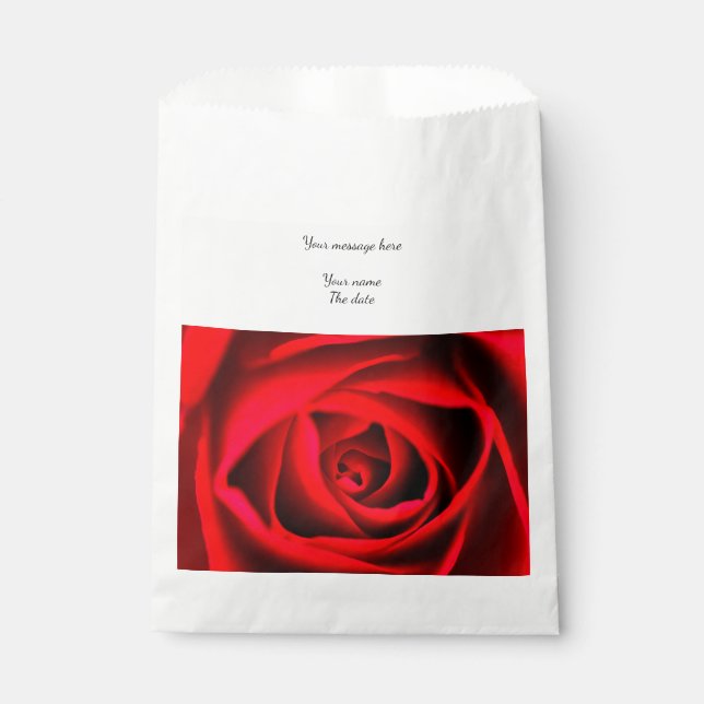 Sachets En Papier Fleur de rose rouge Sac Faveur (Devant)