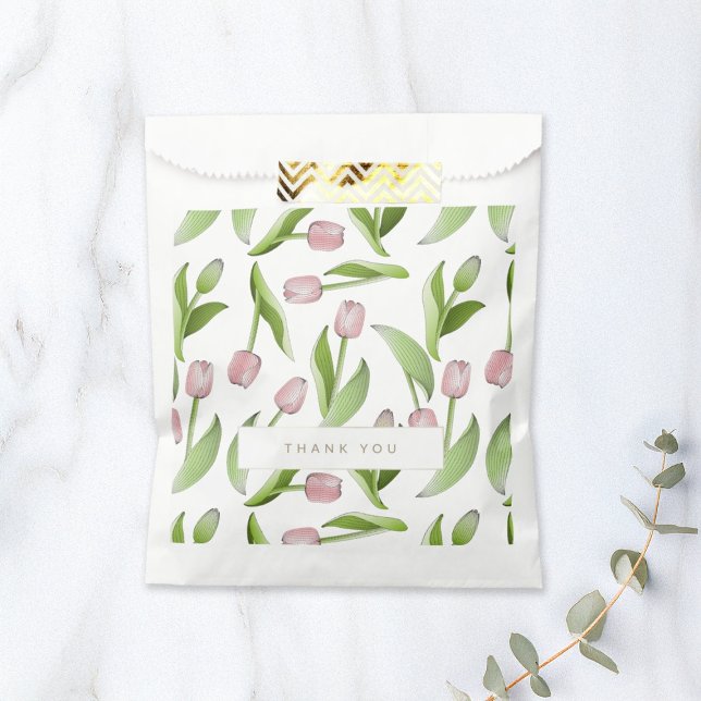 Sachets En Papier Fleur de tulipe rose moderne personnalisée (Créateur téléchargé)