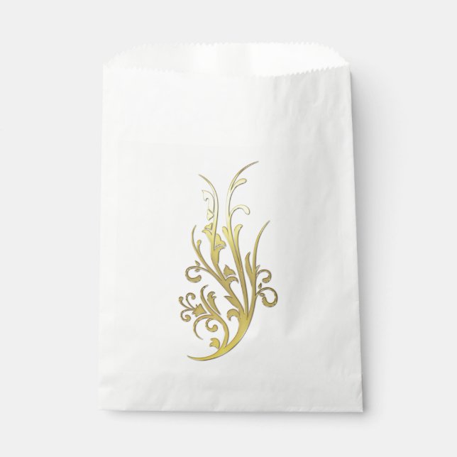 Sachets En Papier Fleur dorée fausse luxueuse abstraite (Devant)
