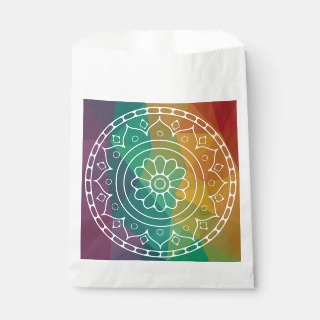 Sachets En Papier Fleur mandala inde arc-en-ciel boho conception col (Devant)