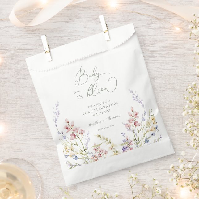 Sachets En Papier Fleur sauvage bébé dans le Baby shower en fleurs (Coupé)