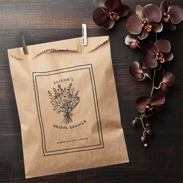Sachets En Papier Fleur sauvage Bouquet Rustique Whimsical Fête des  (Wildflower Bouquet Rustic Whimsical Bridal Shower Favor Bag
)