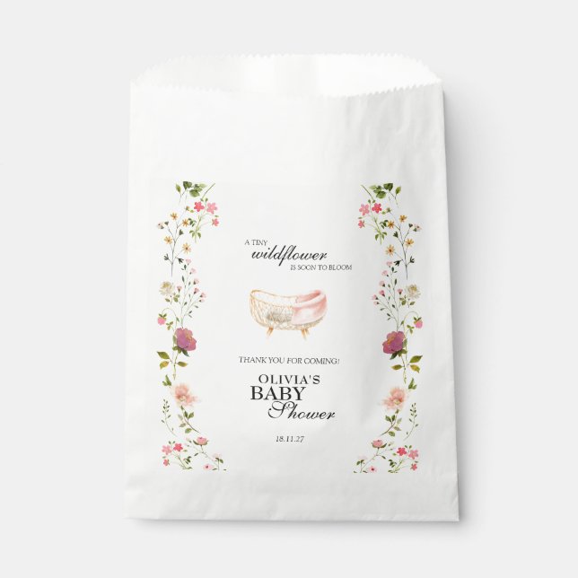 Sachets En Papier Fleur sauvage Chic Boho Floral Baby shower Souveni (Devant)