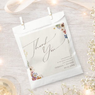 Sachets En Papier Fleur sauvage coloré Merci Jardin beige
