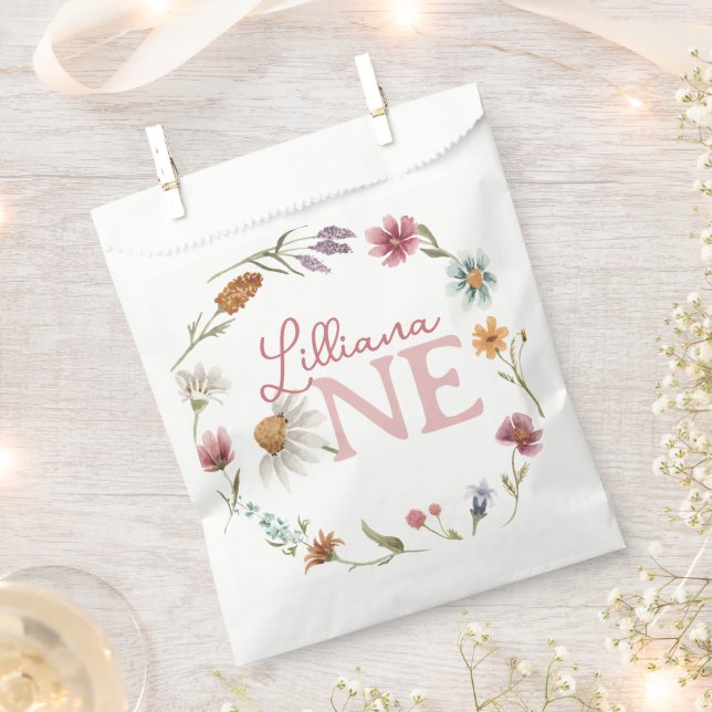 Sachets En Papier Fleur sauvage du printemps 1er anniversaire (Coupé)