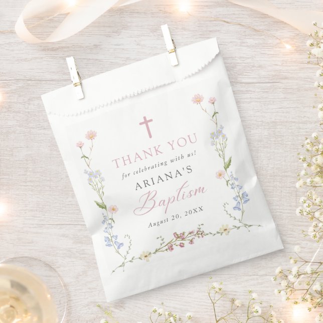 Sachets En Papier Fleur Sauvage Fille Florale Baptême (Coupé)