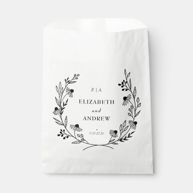 Sachets En Papier Fleur sauvage minimal | Mariage de couronne (Devant)