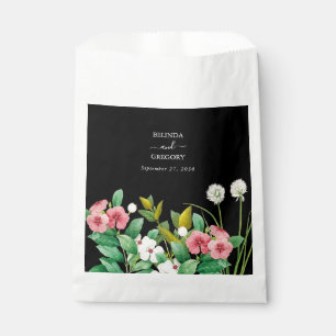 Sachets En Papier Fleur sauvage Périwinkle Aquarelle Mariage noir