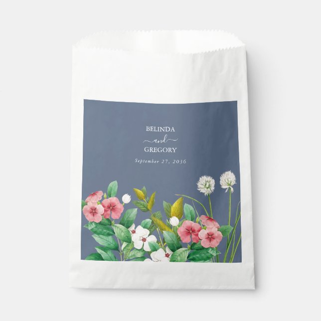 Sachets En Papier Fleur sauvage Periwinkle Dusty Blue Mariage (Devant)