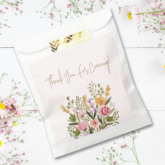 Sachets En Papier Fleurs Aquarelles Élégantes Remerciements pour Bab (Elegant Watercolor Flowers Bridal Shower Thank You Favor Bag)