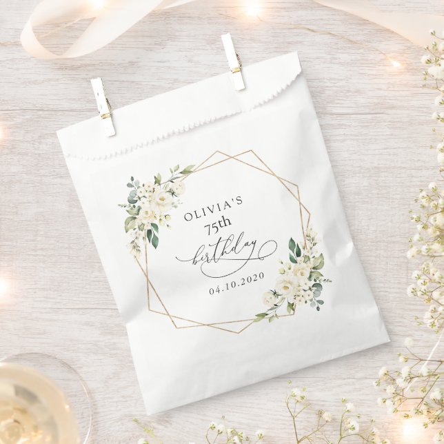 Sachets En Papier Fleurs Blanches, Fleurs Crème, Boho, Anniversaire (Coupé)