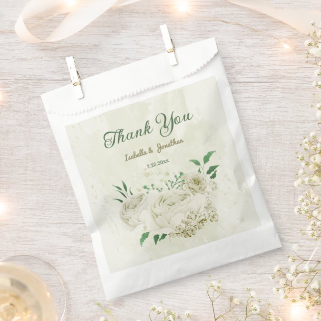 Sachets En Papier fleurs blanches ivoire mariage (Coupé)