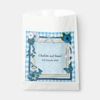 Sachets En Papier Fleurs Bleues et Papillons