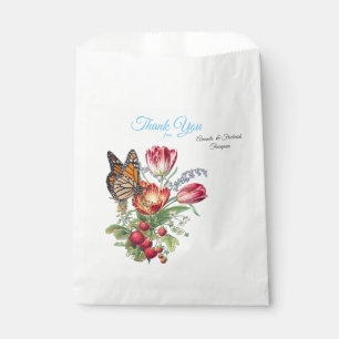 Sachets En Papier Fleurs d'aquarelle avec papillons visités
