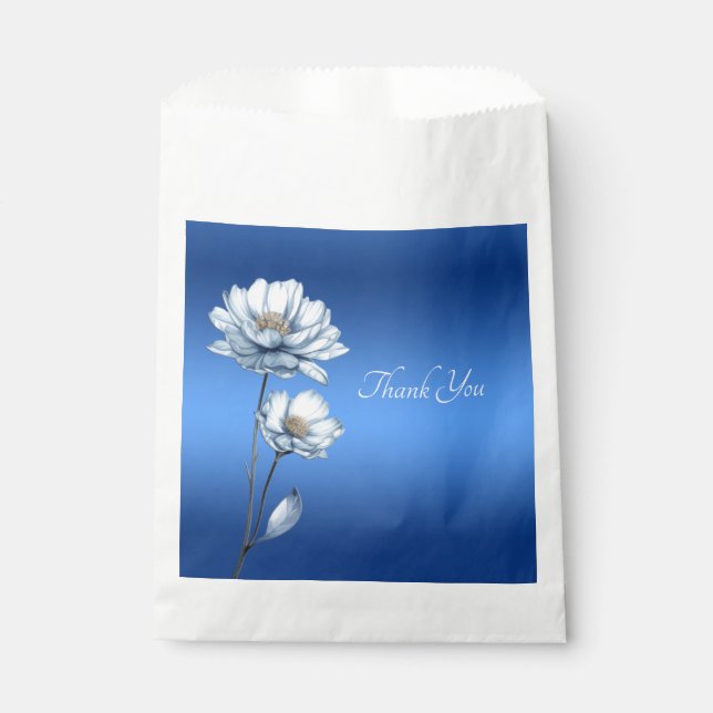 Sachets En Papier Fleurs d'aquarelle bleue Favoriser le sac (Devant)