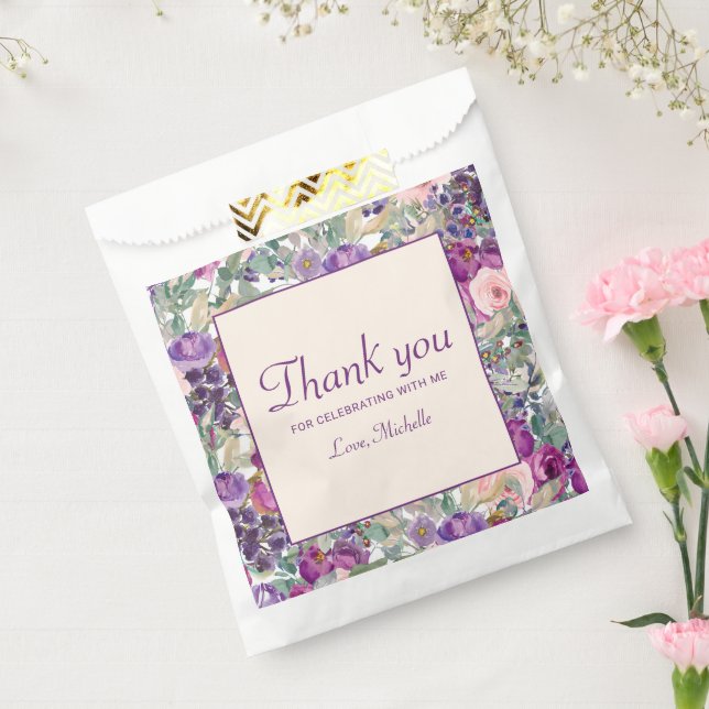 Sachets En Papier Fleurs de feuillage rose blush violet pour anniver (Scellé)