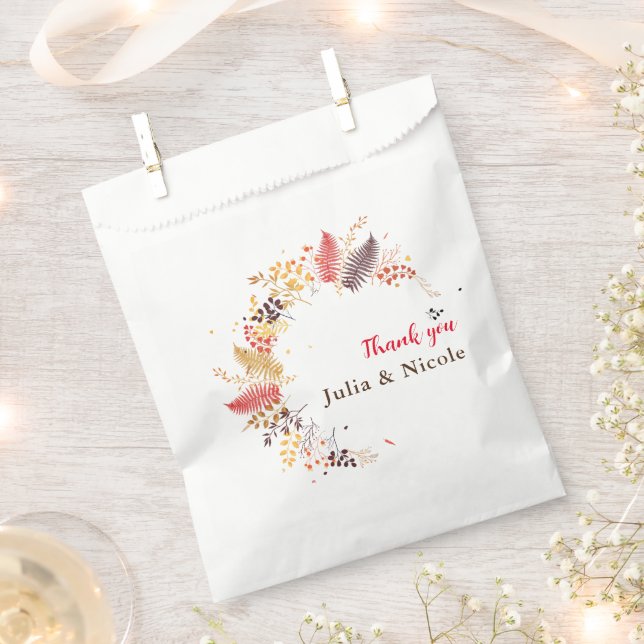 Sachets En Papier Fleurs de forêt sauvage Mariage de feuillage de ch (Coupé)