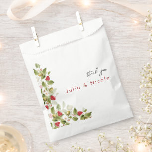 Sachets En Papier Fleurs de Fraisier Sauvage Rouge Douce Mariage