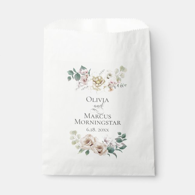 Sachets En Papier Fleurs de mariage Fleurs de pivoine ivoire (Devant)